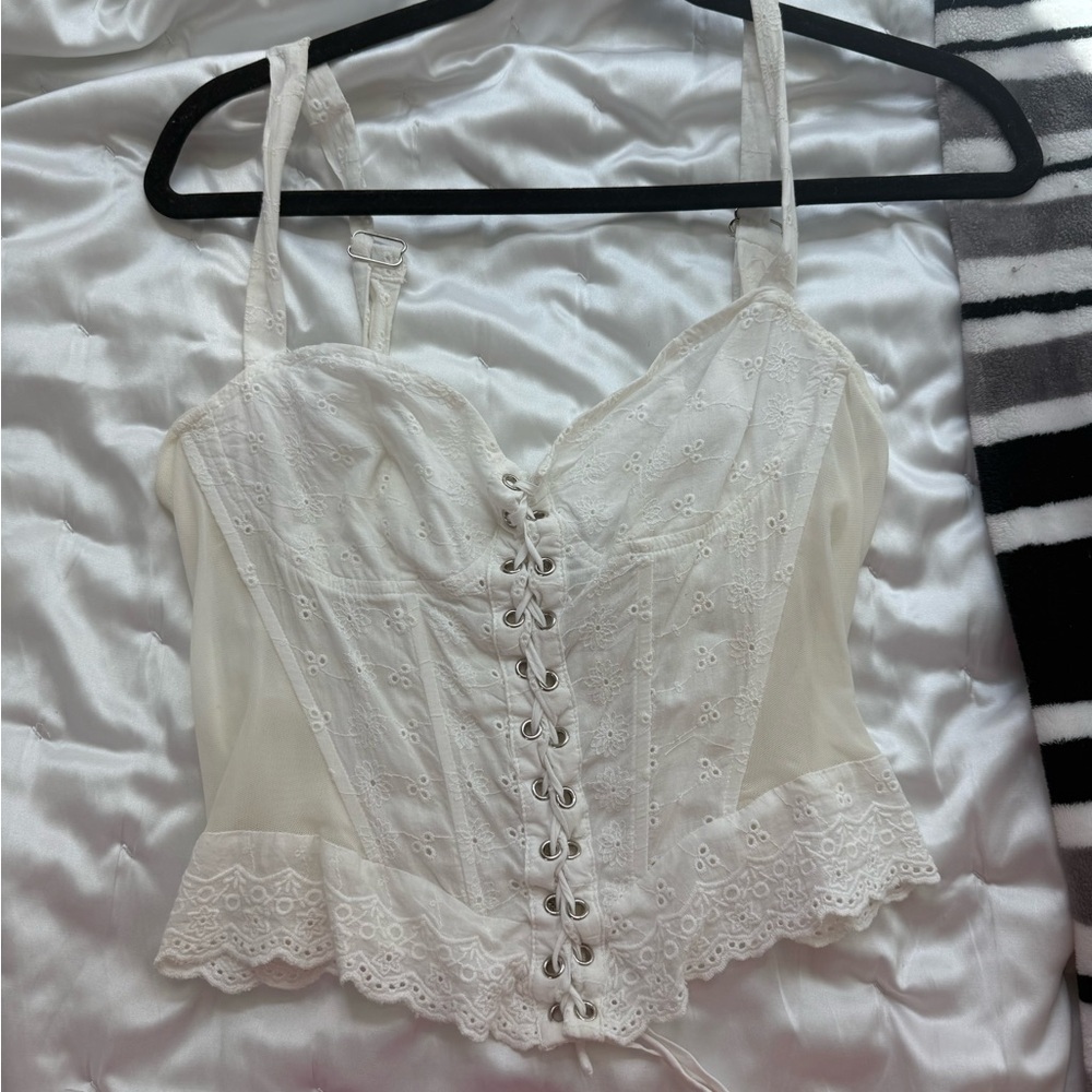 White Lace-Up Women's Corset Top